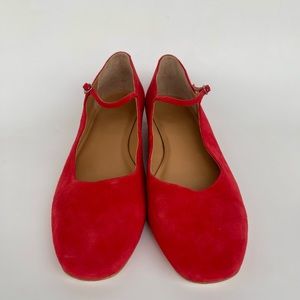 Doen Geraldine Tomato Red Suede Mary Janes Size 8.5